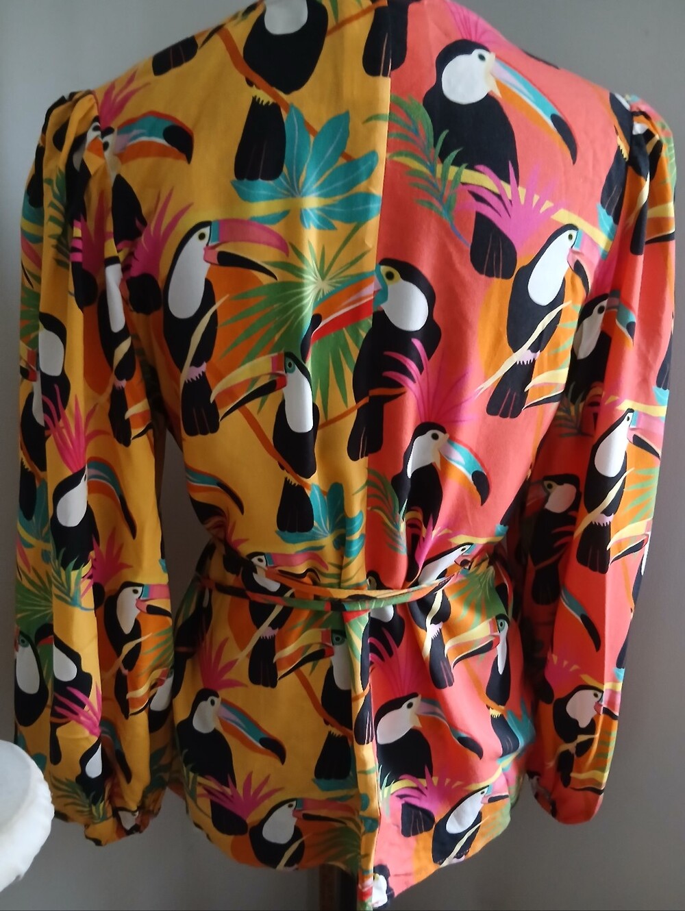 FARM RIO Colorful Women's Top with Toucan Print,size S - Picture 7 of 11